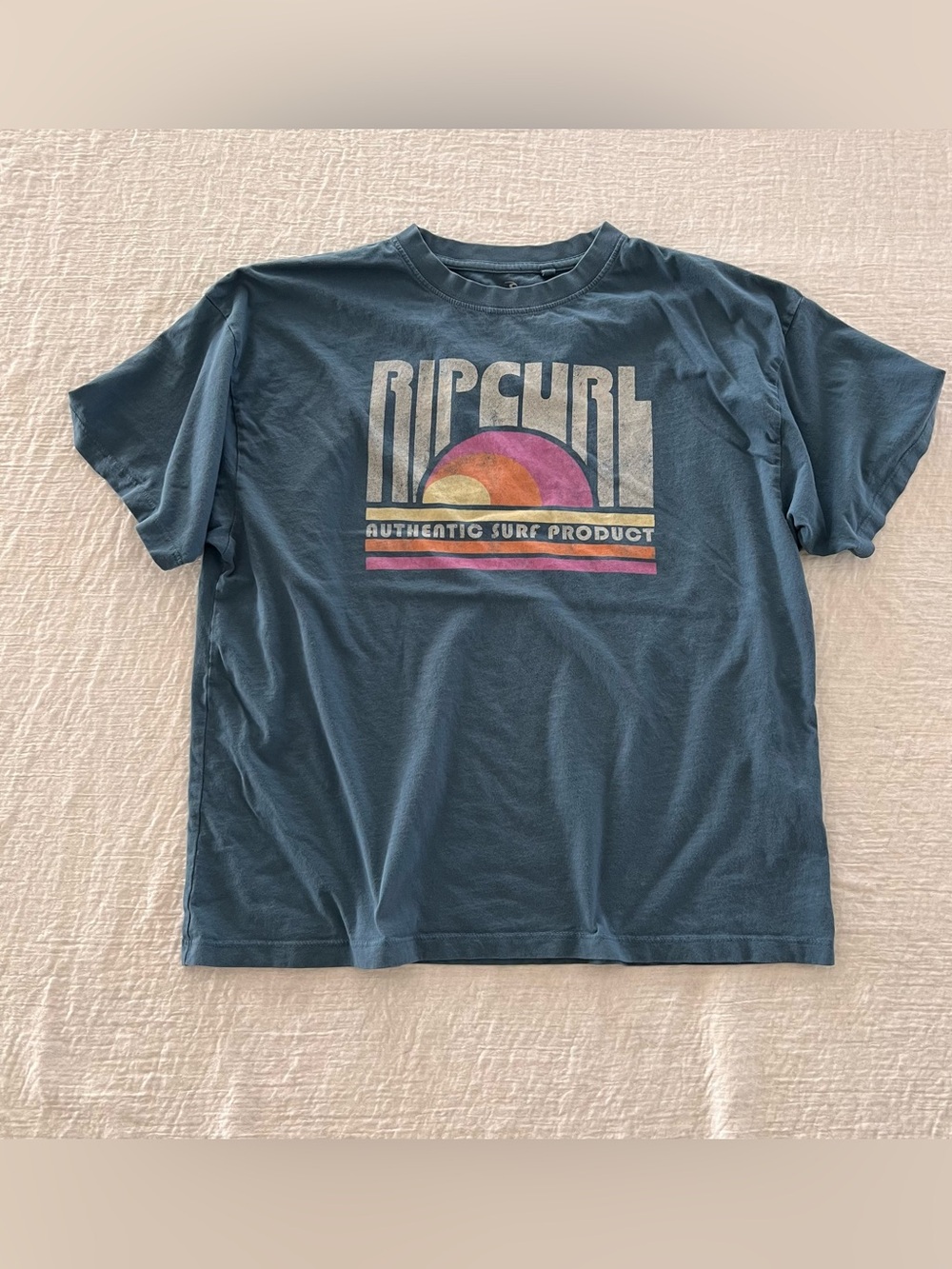 Rip Curl Men’s XS Oversized Retro Graphic Print Logo T-shirt in Classic Indigo